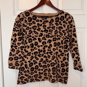 Tahari Brown and Black Animal Print Top